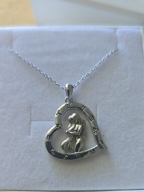 Silver Heart Pendant Necklace with VERGO SIGN AROUND THE WHOLE ZODIAC